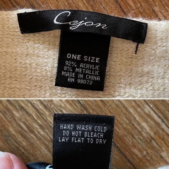 Cejon White Knit Scarf with Metallic Gold to add a little bling 72 in L x 9 in W - Picture 4 of 7